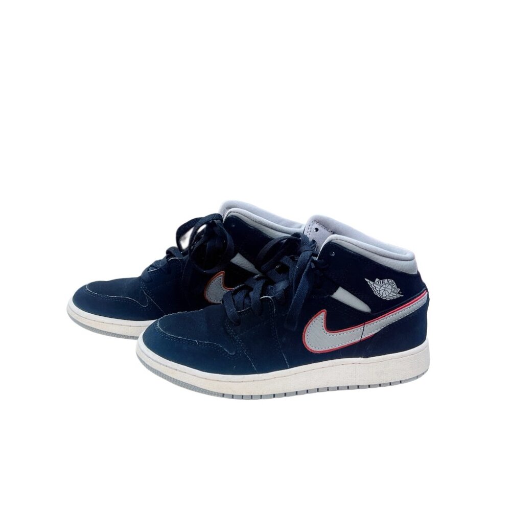 Nike Air Jordan 1 Mid Obsidian Blue White Red Sneakers With COA size 5